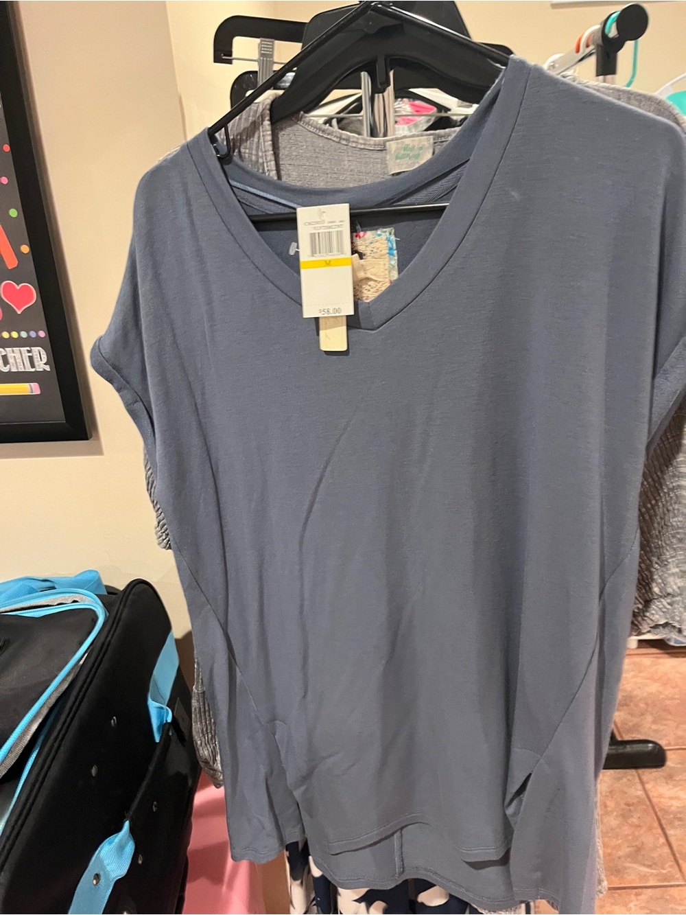 Cupio Slate Blue V-Neck Short Sleeve Tee
